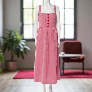 NWT CAROLINE CONSTAS Red Gingham Maxi Dress